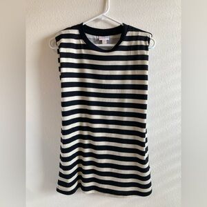 LuLaRoe Kari Shoulder Pad Tank in Black & Tan Stripes Size XXS